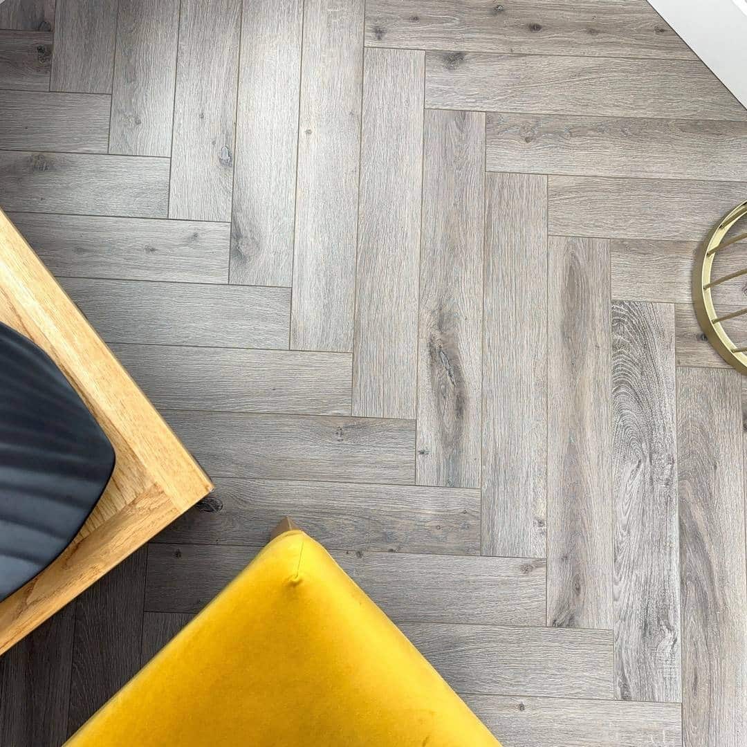 Embrace Herringbone Laminate Flooring Cappuccino Oak 12mm