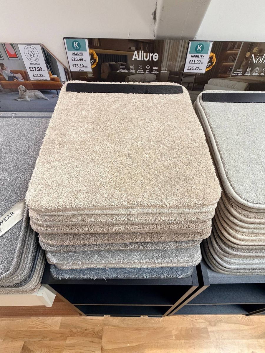 Kellars Allure and Cormar Apollo Plus carpet samples with prices in Glasgow