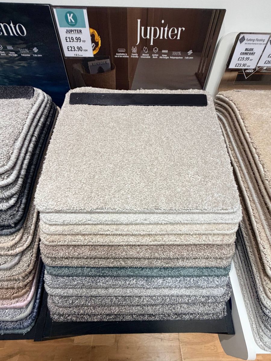 Kellars Jupiter carpet samples in the N & P Flooring Glasgow showroom