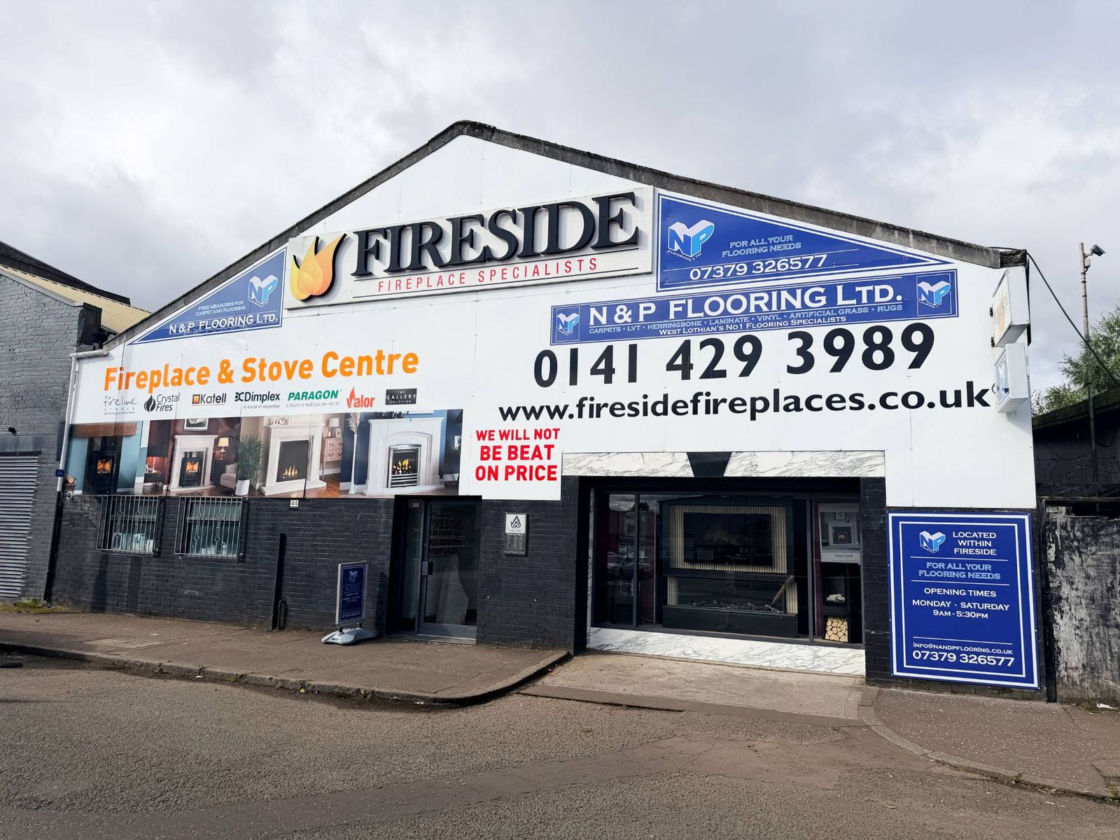 N & P Flooring Glasgow showroom inside Fireside at 44 Seaward Street, Kinning Park