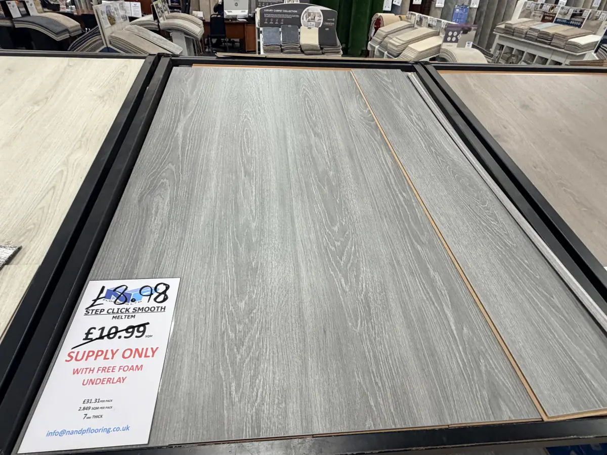 Step Click Smooth Meltem Laminate at N&P Flooring showroom