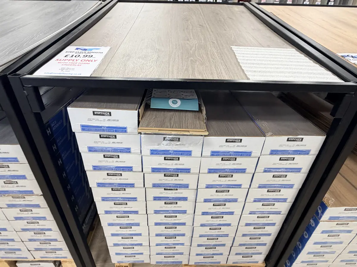 Step Click Smooth Roble Soul Laminate at N&P Flooring showroom