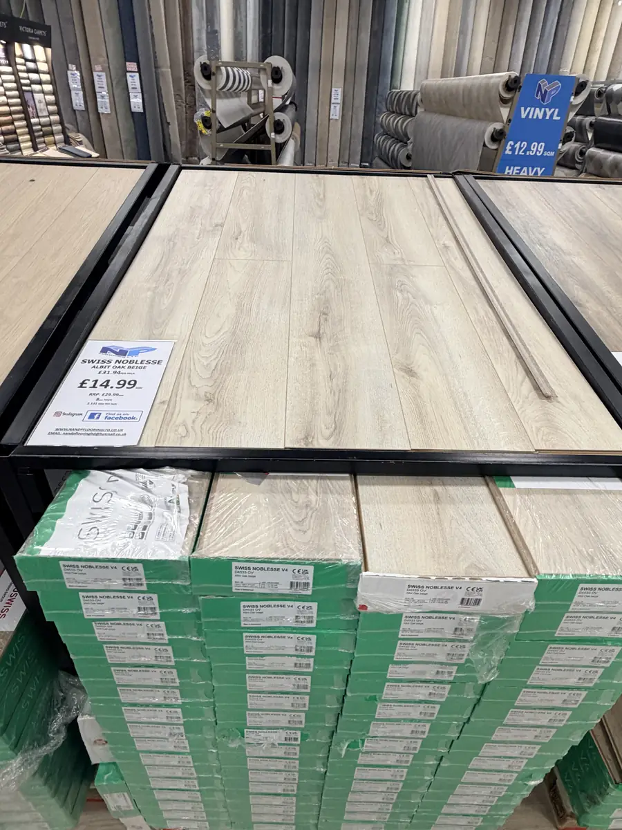 Swiss Noblesse Albit Oak Beige Laminate at N&P Flooring showroom